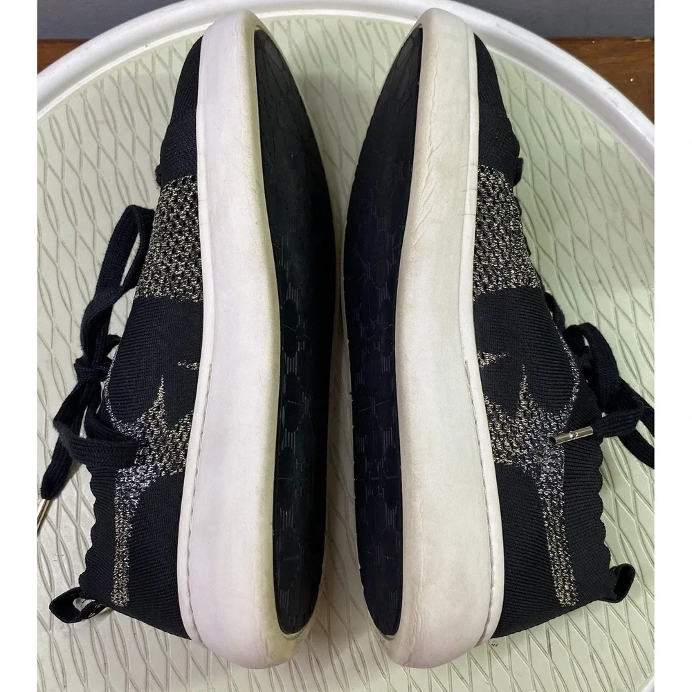 Kate Spade New York Womens‎ Black/Gold/Silver Knit Sneakers Sky Tennis Shoes 10B